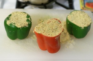 stuffed peppers, ready to be pan-fried